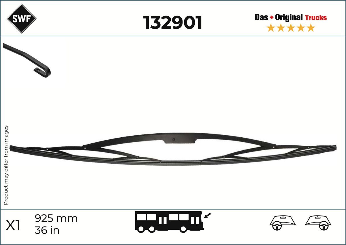 Щітка склоочисника поворотн. передн (1шт) Truck 925мм MAN HELICON, HOCL, LION´S CITY, NG, NL, NM, NÜ, MERCEDES CITARO (O 530), O 405, OH, SCANIA 4 BUS, NEOPLAN CENTROLINER, TRANSLINER 01.79- фото 4