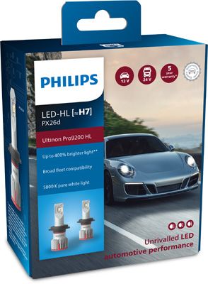 Комплект світлодіодних автоламп H7 LED 12/24V 21W 5800K PX26D / LED ULTINON PRO9200 HL - НА 400% PHILIPS (11972U92X2) Philips фото 5