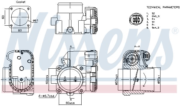 Дросельна заслонка з електроприводом SKODA SUPERB I (3U4) - 1.8 T (2001.12 - 2008.03) NISSENS (955079) Nissens фото 11