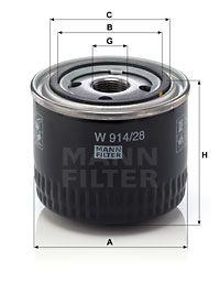 Filtr oleju MANN-FILTER W 914/28 Citroën, Fiat, Iveco