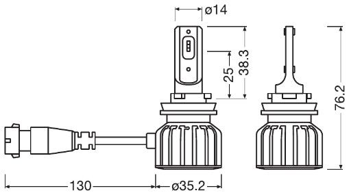 Комплект світлодіодних автоламп H8/H11/H16/H9 LED 12V 19W 6000K PGJ19-2/PGJ19-5/PGJ19-1/PGJ19-3 / OSRAM (64211DWBRT-2HFB) osram фото 7