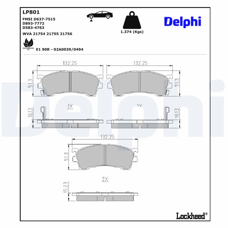 Комплект гальмівних колодок передн , FORD USA PROBE II, MAZDA 323 F VI, 323 S VI, 626 IV, 626 V, MX-6, PREMACY, XEDOS 6 1.6-2.5 08.91-03.05