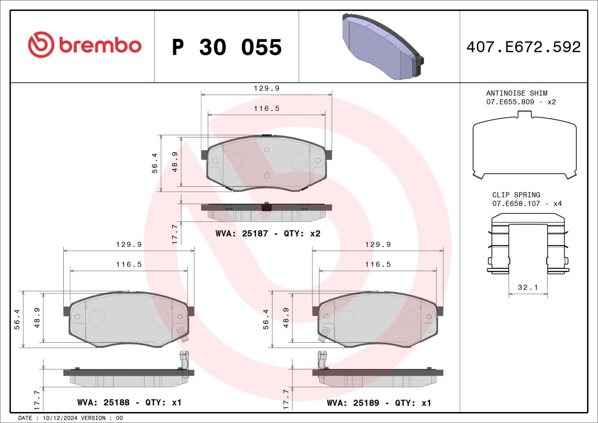 Колодки гальмівні дискові HYUNDAI SONATA VI (YF) 2.4 2009.06-2015.12 BREMBO (P30055) BREMBO фото 5