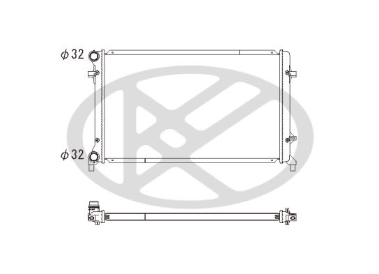 Радіатор двигуна (акпп/мкпп) AUDI A3, SEAT ALTEA, ALTEA XL, LEON, TOLEDO III, SKODA OCTAVIA I, OCTAVIA II, RAPID, SUPERB II, YETI, VW BEETLE, CADDY ALLTRACK IV, CADDY III 1.2-2.5 10.97-09.20 фото 3