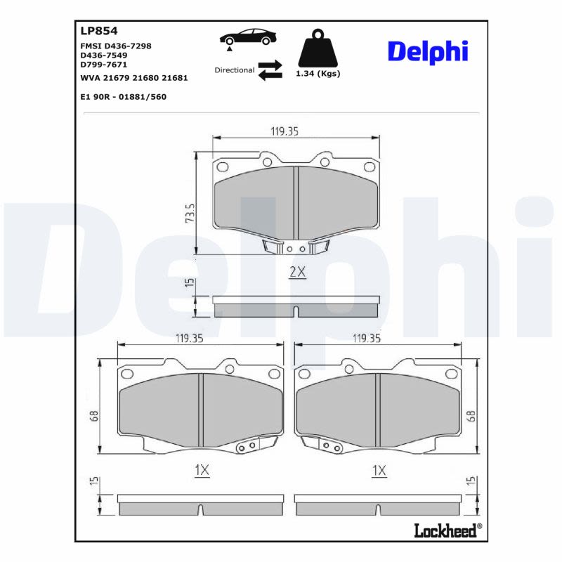 Комплект гальмівних колодок передн , BMW 7 (E38), TOYOTA 4 RUNNER II, 4 RUNNER III, FORTUNER, HILUX IV, HILUX V, HILUX VI, HILUX VII, LAND CRUISER, LAND CRUISER 80, LAND CRUISER 90 2.2-4.5 08.80- фото 3