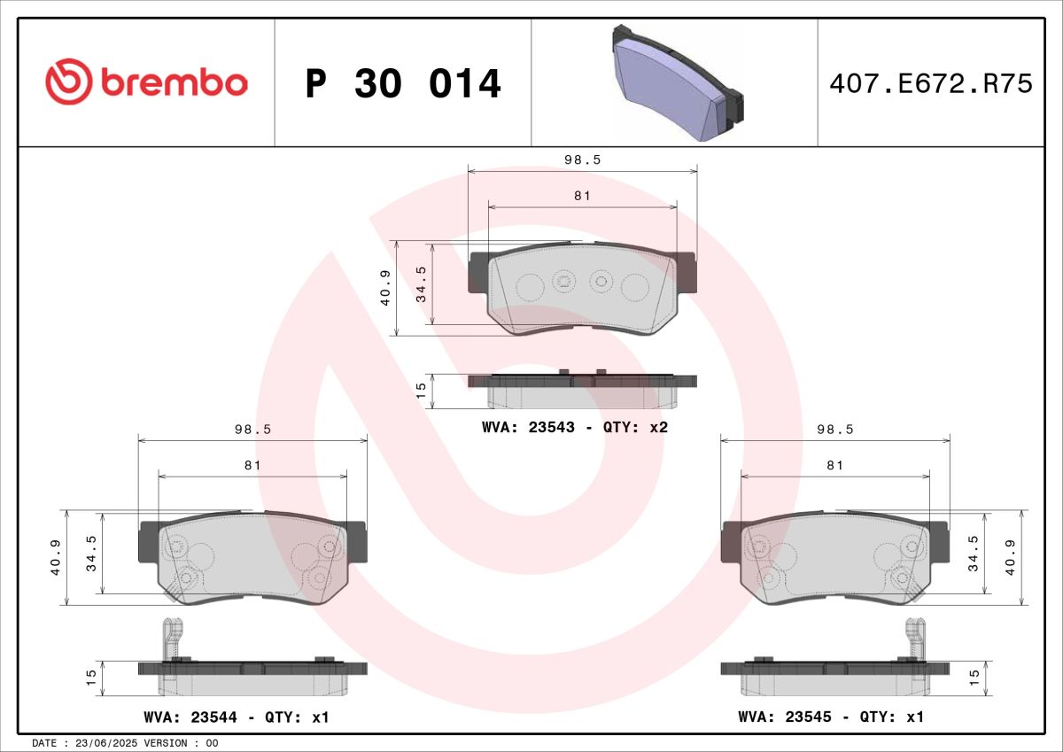 Колодки гальмівні дискові (комплект 4 шт) HYUNDAI GETZ (TB) 1.4 2001.06-2011.01 BREMBO (P30014) BREMBO фото 4