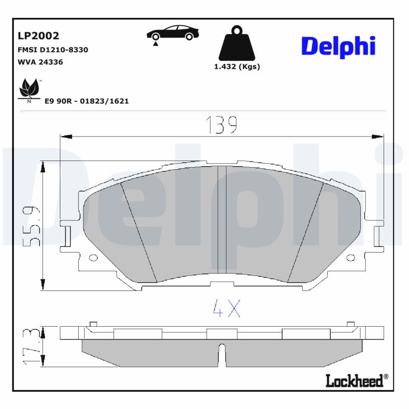 Комплект гальмівних колодок передн , LEXUS HS, SUBARU TREZIA, TOYOTA ALLION II, AQUA, AURIS, COROLLA, MATRIX, MIRAI, NOAH/VOXY, PREMIO, PRIUS PLUS, RAV 4 III, RAV 4 IV 1.3-Electric 11.05- фото 5