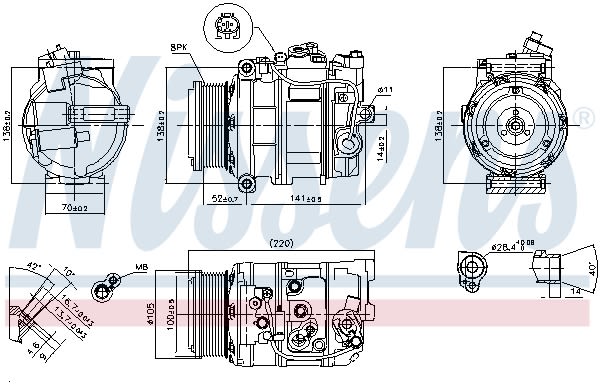 Компресор кондиціонера MERCEDES GL-CLASS W 164 (06-) GL 320 CDI (+) NISSENS (89412) Nissens фото 11