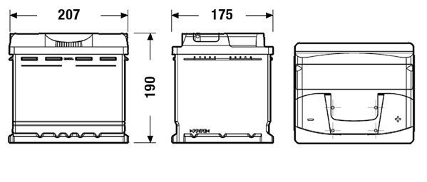 Акумуляторна батарея 50Ah/450A (207x175x190/+R/B13) Excell Exide фото 7