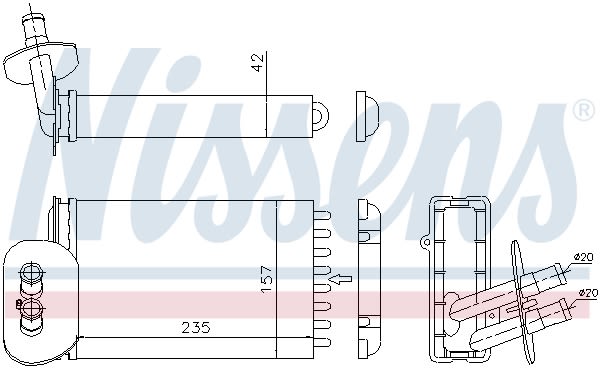 Радіатор пічки VW-TRANSPORTER T4 (90-03) ALL MODELS LHD/ M/A /AC+/-(09/90-) OE 7 NISSENS (73977) Nissens фото 10
