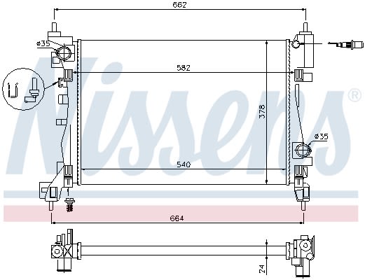 Радіатор охолоджування OPEL ADAM (13-) 1.2 I 16V (+) NISSENS (630743) Nissens фото 9