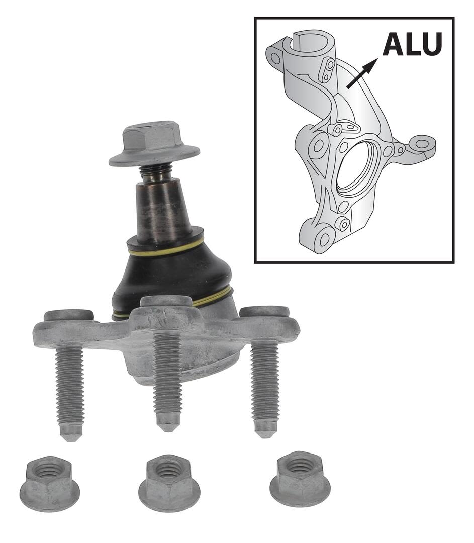 Шарова опора лів (нижн передн) (діаметр конуса 21,3mm) AUDI A3, A3 ALLSTREET, Q2, Q3, CUPRA ATECA, FORMENTOR, LEON, LEON SPORTSTOURER, TERRAMAR, SEAT ALHAMBRA, ATECA, LEON, LEON SC 1.0-3.6 05.03- фото 3
