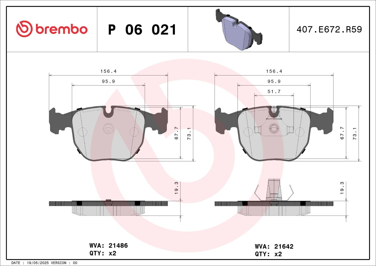 Колодки гальмівні дискові BMW 5 (E39) 3.0 1995.09-2003.07 BREMBO (P06021) BREMBO фото 6