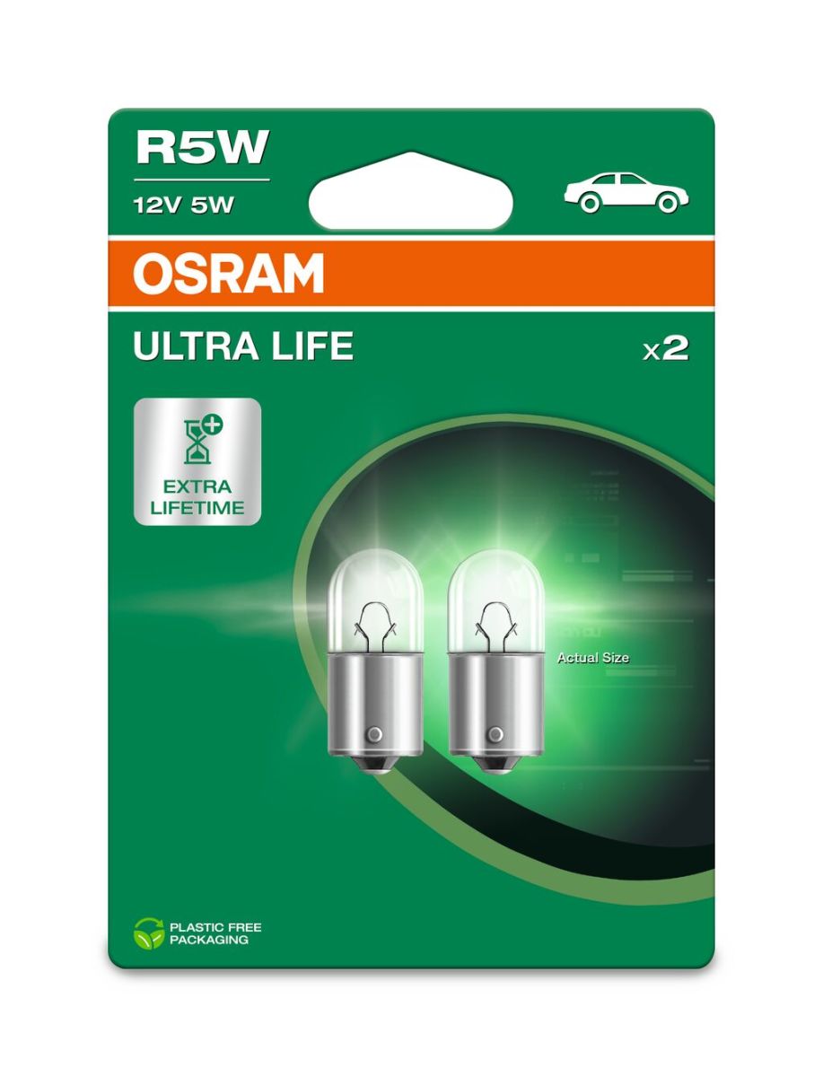 Автолампа 5W R5W 12V 5W BA15S / ULTRA LIFE - В 4 РАЗИ ЗБІЛЬШЕНО СТРОК СЛУЖБИ / OSRAM (5007ULT-2BL) osram фото 5