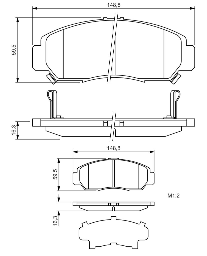 Колодки гальмівні дискові HONDA CIVIC VIII ЛІФТБЕК (FD, FA) 1.8 2005.09-2013.05 BOSCH (0 986 424 722) Bosch фото 6