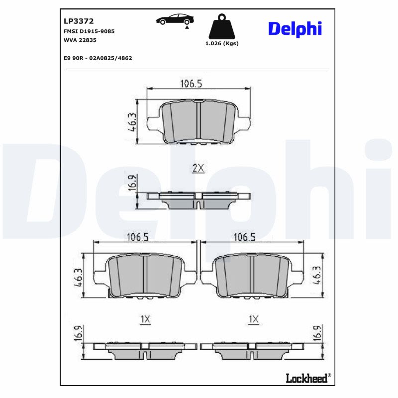 Комплект гальмівних колодок задн , OPEL ASTRA K, INSIGNIA B, INSIGNIA B COUNTRY, INSIGNIA B GRAND SPORT 1.0-2.0D 06.15- фото 4