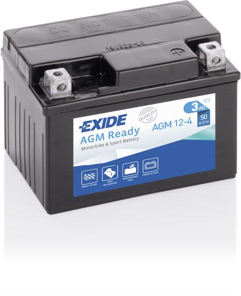 Акумулятор AGM EXIDE 12В 3Агод. 50А R+ Не обслуговується 115x70x85мм Пусковий YTX4L-BS AEON COBRA, MINIKOLT, REVO, ARCTIC CAT DVX, Y-12, BETA AFRIKA, ALP 4T, KR, QUADRA, SUPERMOTO, TEMPO 25-2993 фото 4