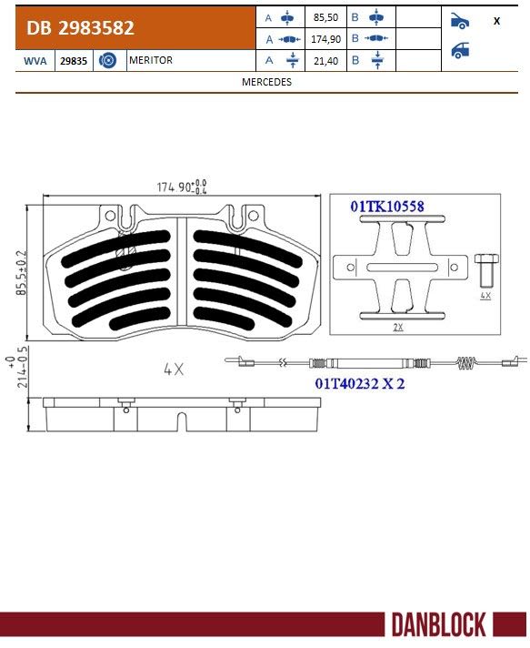 Комплект гальмівних колодок задн/передн , MERCEDES SPRINTER 5-T (B905), T2/L, T2/LN1, VARIO, VARIO (B667, B670, B668), VARIO (B670), VARIO (B670, B668, B667), O 408 12.0D-6.2D 02.84- фото 2