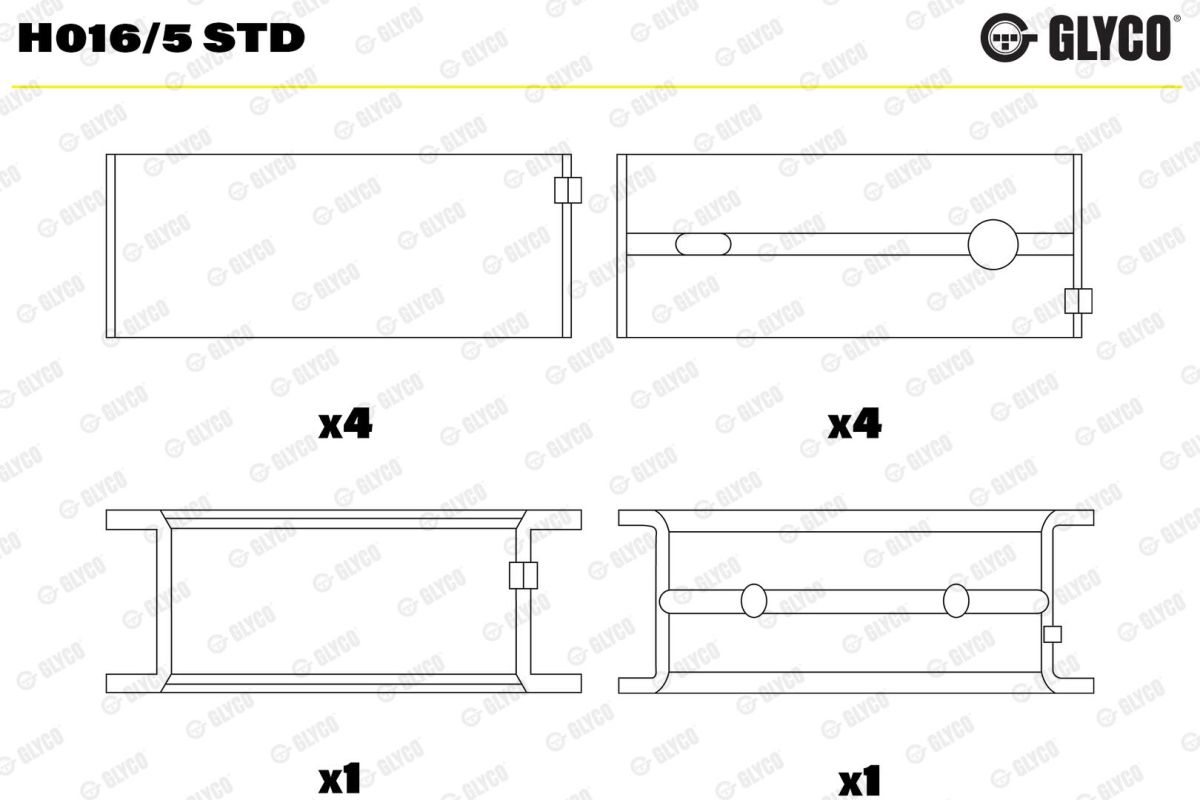 Вкладиші VOLVO B200/B204/B230/B234 GLYCO (H016/5 STD) Glyco фото 4