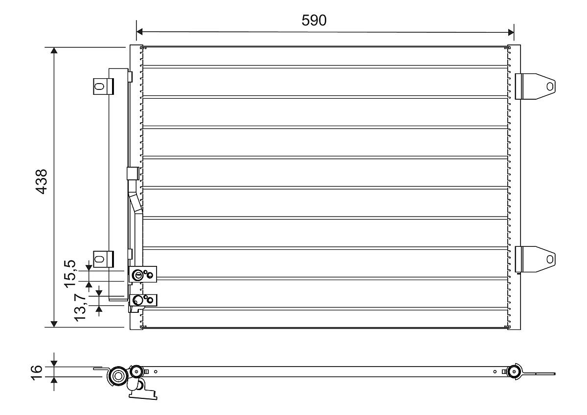 Радіатор кондиціонера (з осушувачем) VW CC B7, PASSAT ALLTRACK B7, PASSAT B6, PASSAT B7 1.6-2.0D 03.05-12.16 фото 3