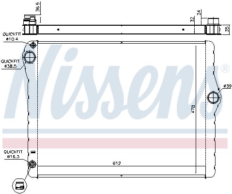 Радіатор охолоджування BMW 5 F10-F11-F18 (10-) 523 I (+) NISSENS (60776) Nissens фото 10