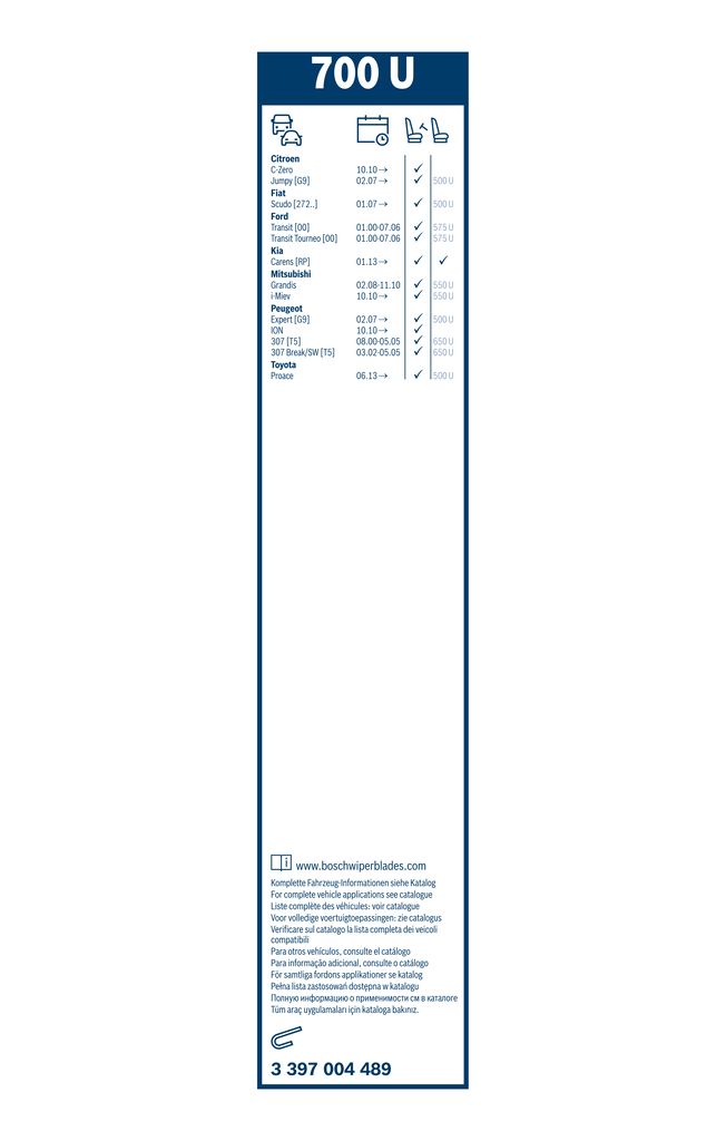 Щітка склоочисника КАРКАСНИЙ TWIN/700 MM/700 U BOSCH (3 397 004 489) Bosch фото 7
