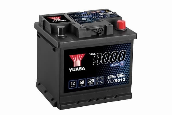 Акумулятор YUASA 12В 50Агод./520А START&STOP AGM, YBX9000 AGM Start Stop Plus (R+ стандартні клеми) 207x175x190 (пусковий/agm) фото 4