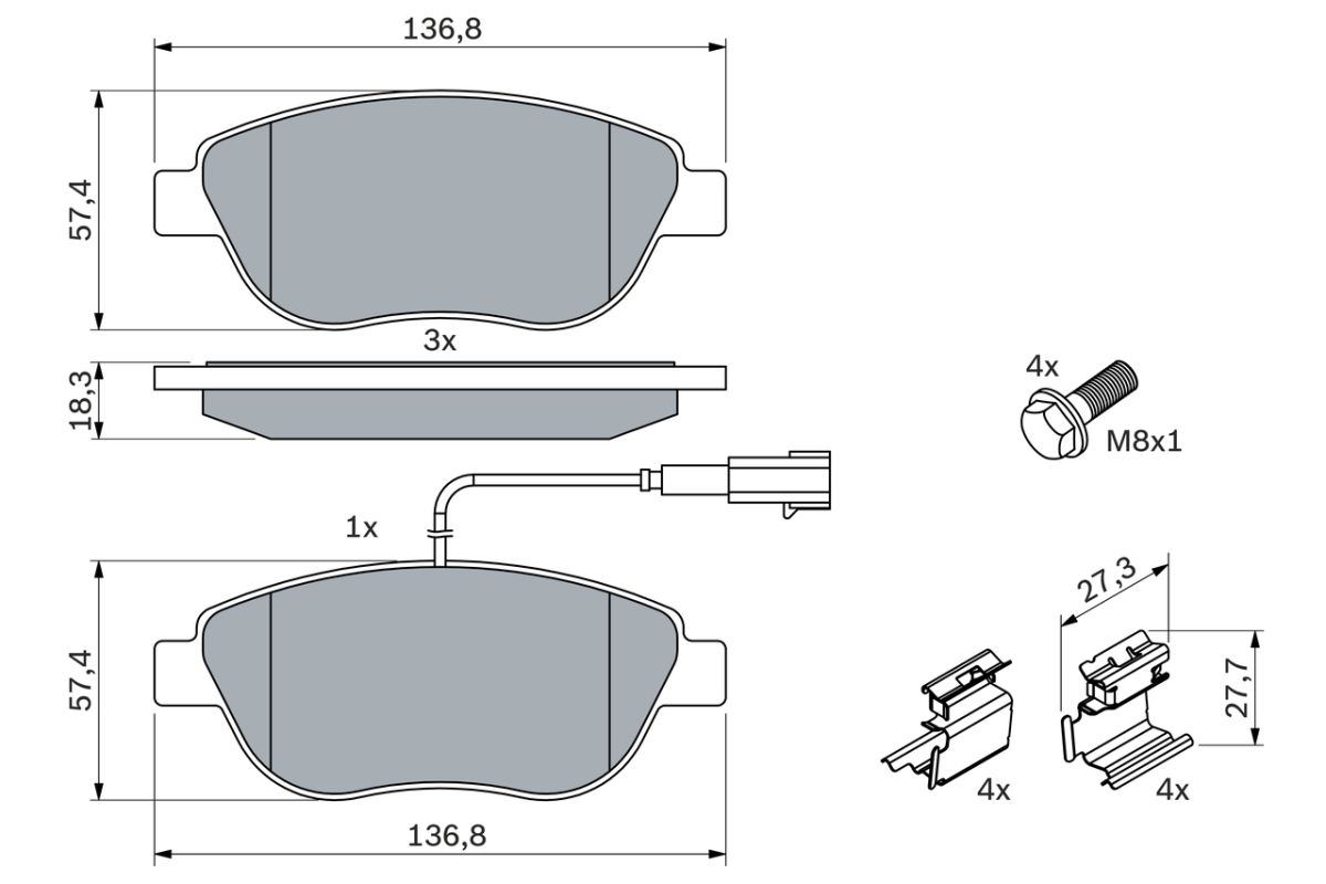 Колодки гальмівні дискові FIAT LINEA (323_, 110_) 1.4 2006.10- BOSCH (0 986 424 596) Bosch фото 8