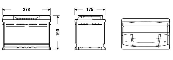 Акумуляторна батарея 74Ah/680A (278x175x190/+R/B13) Excell Exide фото 9
