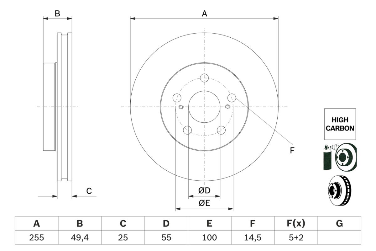 Диск гальмівний TOYOTA PRIUS (_W5_) 1.8 2015.09- BOSCH (0 986 479 F72) Bosch фото 9