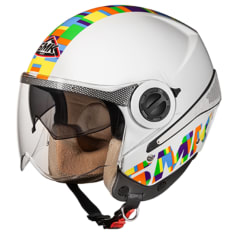 Kask otwarty SMK SIRIUS ART GL149 kolor biały/zielony/żółty