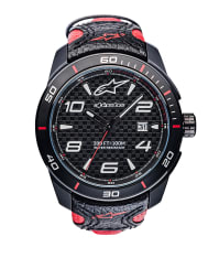 Zegarek TECH WATCH 3H pasek skórzany czarny/czerwony ALPINESTARS kolor czarny/czerwony, rozmiar OS