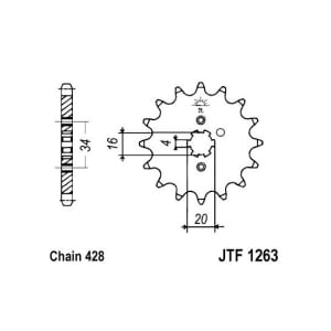 Zębatka przednia stal JT 428 z.12 JTF1263,12