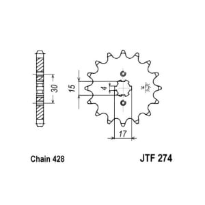 Zębatka przednia stal JT 428 z.13 JTF274,13