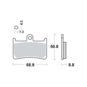 Set disk pločica, kočioni disk MCB611SRQ TRW sinter-SRQ, 51,3x69,2x8,8mm