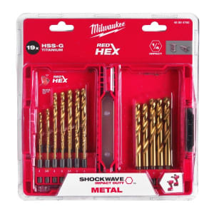 Drill bit, HSS-Tin HEX, impact / roller / spiral, ø 2; 2,5; 3; 4; 4,5; 5,5; 6; 6,5; 7; 8; 8,5; 9; 9,5; 10 mm, cast iron / metal / stainless steel / steel - 19 pcs, 48894760 - 2