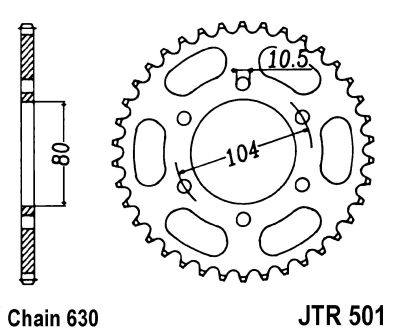 JT SPROCKETS řetězová rozeta KAWASAKI GPZ 1100 (UNI TRAK) 83-85, Z 1000 J, R 81-83 (KA05.541)