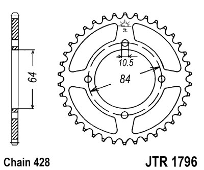 JT SPROCKETS řetězová rozeta SUZUKI RV 125 (VAN VAN) 02-16