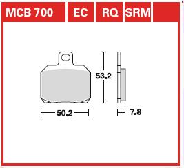 TRW MOTO sada brzdových destiček, kotoučová brzda APRILIA ETV 1000 (CAPO NORD) 01-03, RS 50 06-08, RSV 1000 R (FACTORY), R, R (MILLE), (MILLE), SP 97-04, SL 1000 (FALCO) 00-04, TUONO 50, 1000R (FACTORY), 1100 V4R RR, 1100 V4R (FACTORY), 1000R 04-16, BENEL