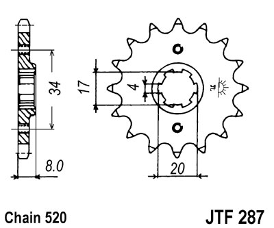 JT SPROCKETS řetězové kolečko HONDA CB 250 (NIGHT HAWK), (TWO-FIFTY) 91-08, CRF 230 M 09-10, XL 250 R 84-88