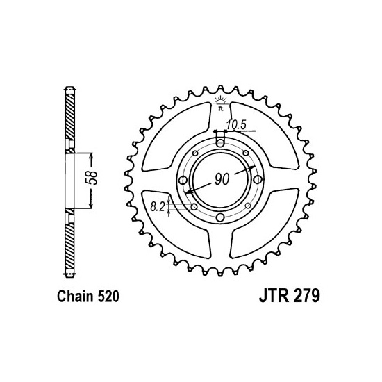 JT SPROCKETS řetězová rozeta HONDA CB 250 (NIGHT HAWK), 200 74-08, CD 250 U 88-94, CMX 250 C (REBEL), CT 96-99, MTX 125 R 87-89