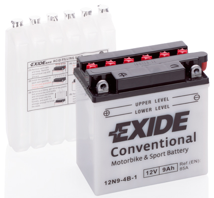 EXIDE startovací baterie APRILIA AF1 125 (SINTESI), (FUTURA), EUROPA, (SPORT PRO) 88-93, LEONARDO 150 98-99, PEGASO 125 89-95, SR 125 (RACING) 00-01, SCARABEO 150 99-00, BENELLI VELVET 125 00-01, CAGIVA C10 125 87-90, C10R 125 (FRECCIA ANNIVER.) 88, C12R 