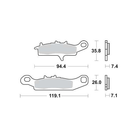 TRW MOTO sada brzdových destiček, kotoučová brzda KAWASAKI BRUTE 650 02-06, KFX 450R (KSF), 450R, 700 V-FORCE, 700 (KSV) 2X4, 700 (KSV) 04-14, KVF 700 (PRAIRIE GR.HD), 650 (HARDWGREEN HD), 650 (BRUTE FORCE), 650 (BRUTE FORCE 4WD), 650 (PRAIRIE AD.CL.), 70