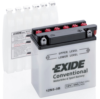 EXIDE startovací baterie KAWASAKI AR 125 82-89, SUZUKI DR 650 90-91, GT 250, 125 73-79, RG 250 FC (GAMMA), C (GAMMA) 86-88, SP 600 85, T20 20 SUPERSIX 68, YAMAHA SRX 600 86-90, XT 550 82-83 (B00DY53RJ4, 12N5-3B, 12N5-3B, 4517, 12N5,5A-3B YUASA, 12N5-3B 4 