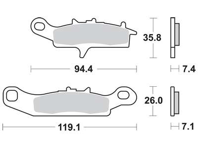 TRW MOTO sada brzdových destiček, kotoučová brzda KAWASAKI BRUTE 650 02-06, KFX 450R (KSF), 450R, 700 V-FORCE, 700 (KSV) 2X4, 700 (KSV) 04-14, KVF 700 (PRAIRIE GR.HD), 650 (HARDWGREEN HD), 650 (BRUTE FORCE), 650 (BRUTE FORCE 4WD), 650 (PRAIRIE AD.CL.), 70