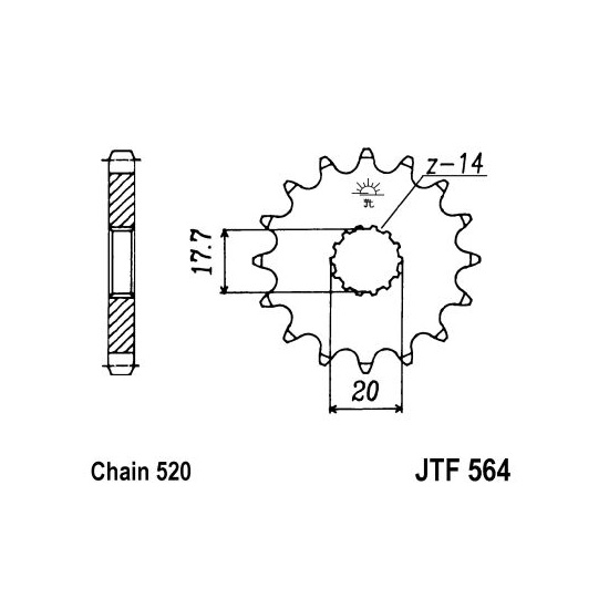 JT SPROCKETS řetězové kolečko GAS GAS EC 125 03-15, YAMAHA DT 200 R 89-95, WR 200, 125 91-98, XVS 125 (DRAG STAR) 00-04, YZ 125 87-04