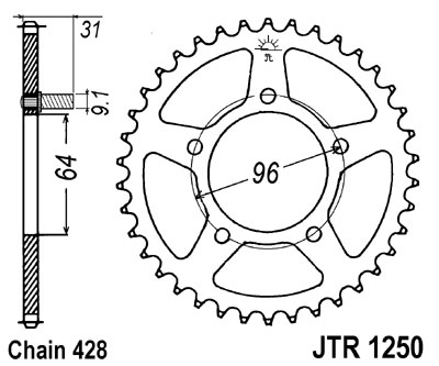 JT SPROCKETS řetězová rozeta HONDA NX 125 88-90