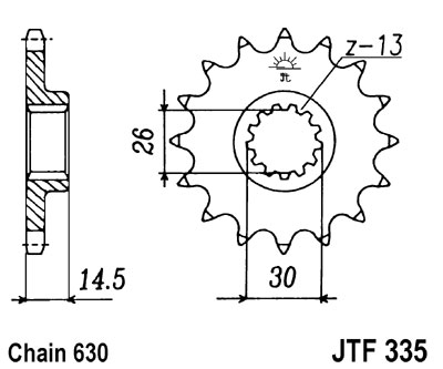 Levně JT SPROCKETS řetězové kolečko HONDA CBX 1000 78-79