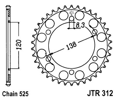 JT SPROCKETS řetězová rozeta HONDA RVF 750R, 400 94-98, VFR 750R, 400, 400R, 400RIII 88-93