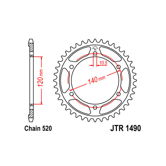 JT SPROCKETS řetězová rozeta KAWASAKI EN 500 (VULCAN) 90-09, W 800 11-16, ZX-4 400 88, ZX-6R 600 (NINJA) 96-97, ZXR 400 R H2 88-89